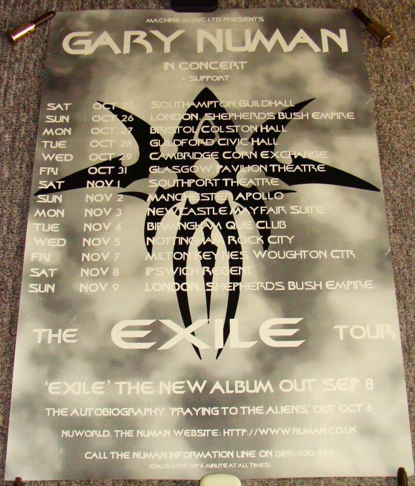 GARY NUMAN ABSOLUTELY STUNNING AND RARE 'THE EXILE' U.K. TOUR POSTER FROM 1