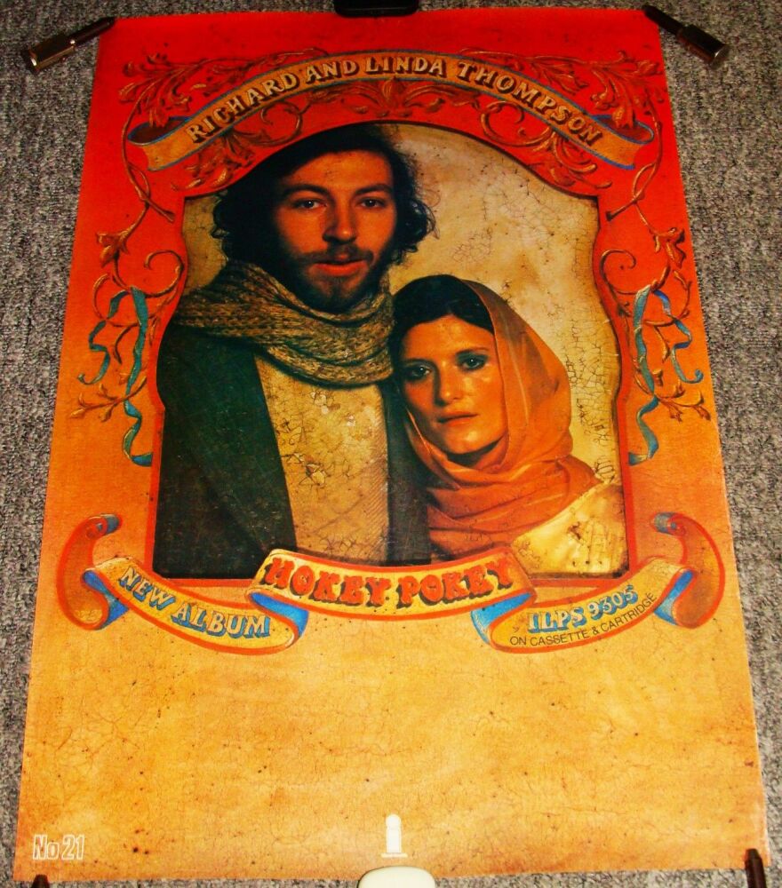 RICHARD AND LINDA THOMPSON RARE UK REC COM PROMO POSTER 'HOKEY POKEY' ALBUM