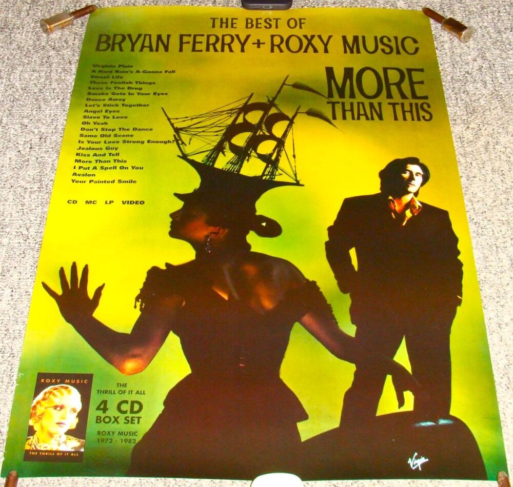 ROXY MUSIC BRYAN FERRY RARE UK REC COM PROMO POSTER 'MORE THAN THIS' ALBUM 