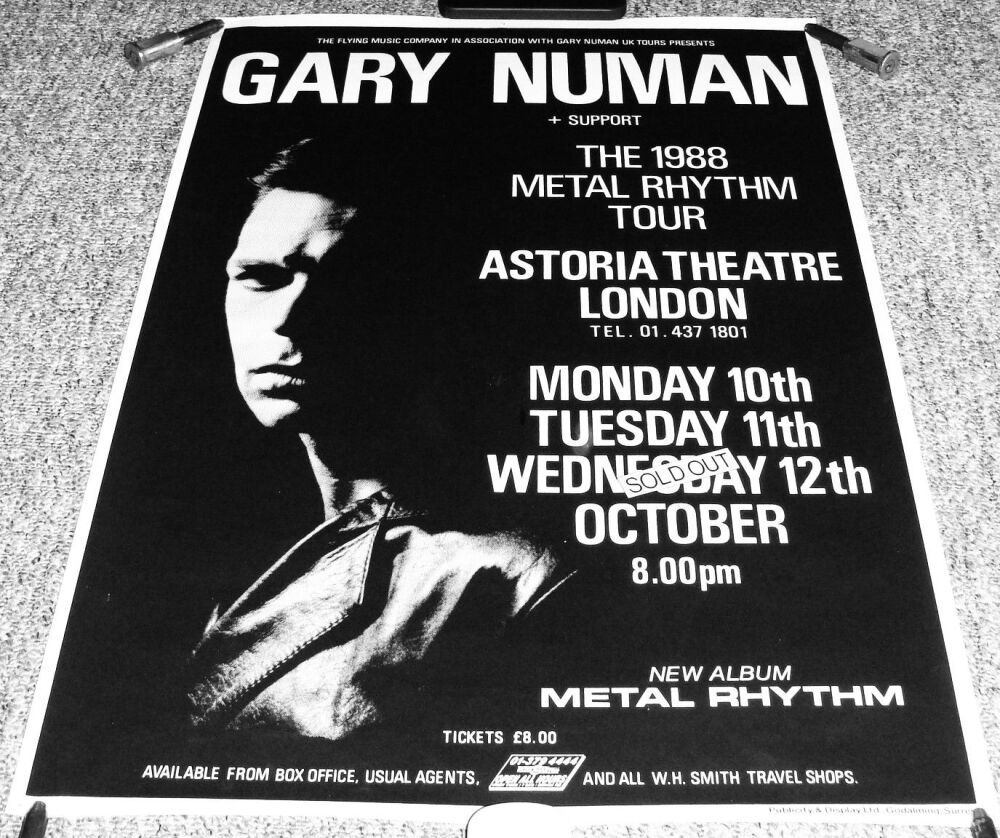 GARY NUMAN ABSOLUTELY STUNNING AND RARE 'METAL RHYTHM' U.K. TOUR POSTER 198