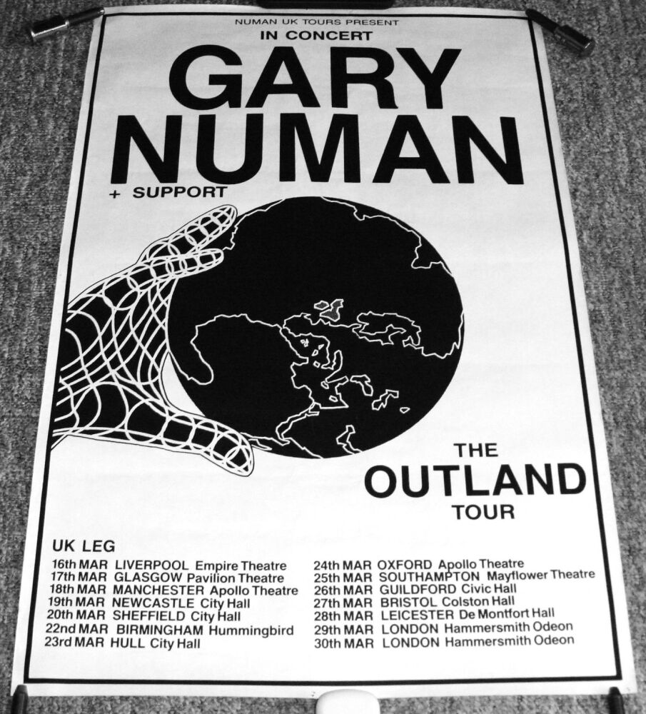 GARY NUMAN STUNNING RARE CONCERTS TOUR POSTER 'THE OUTLAND TOUR' OF THE U.K