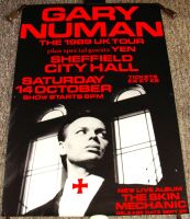 GARY NUMAN RARE CONCERT POSTER SATURDAY 14th OCTOBER 1989 AT SHEFFIELD CITY HALL