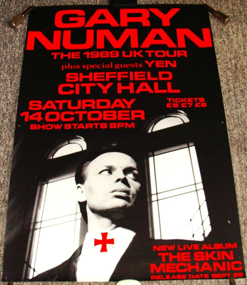GARY NUMAN RARE CONCERT POSTER SATURDAY 14th OCTOBER 1989 AT SHEFFIELD CITY