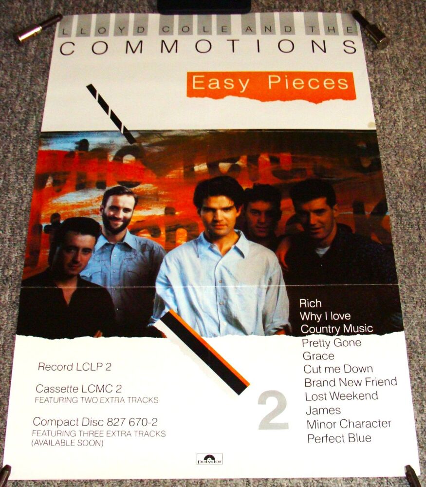 LLOYD COLE AND THE COMMOTIONS U.K. REC COM PROMO POSTER 'EASY PIECES' ALBUM
