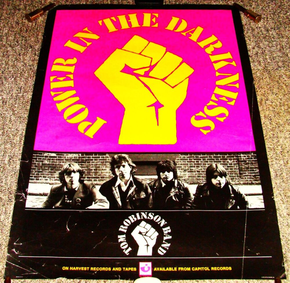 TOM ROBINSON BAND U.S. PROMO POSTER FOR 'POWER IN THE DARKNESS' DEBUT ALBUM