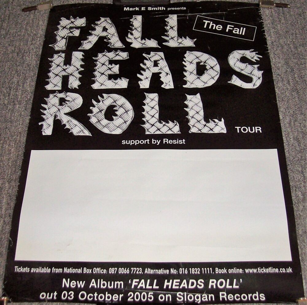 THE FALL STUNNING RARE TOUR BLANK POSTER FOR 'FALL HEADS ROLL' U.K. TOUR IN