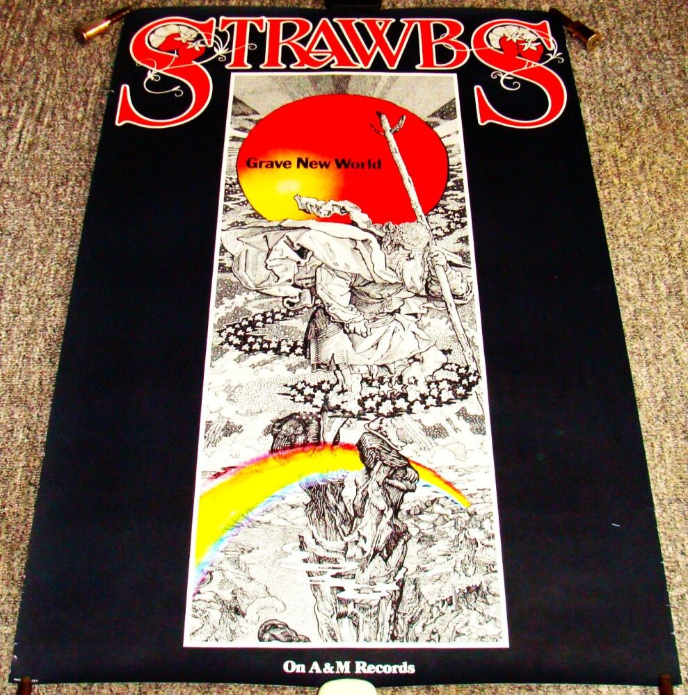 STRAWBS STUNNING U.S. RECORD COMPANY PROMO POSTER 'GRAVE NEW WORLD' ALBUM 1