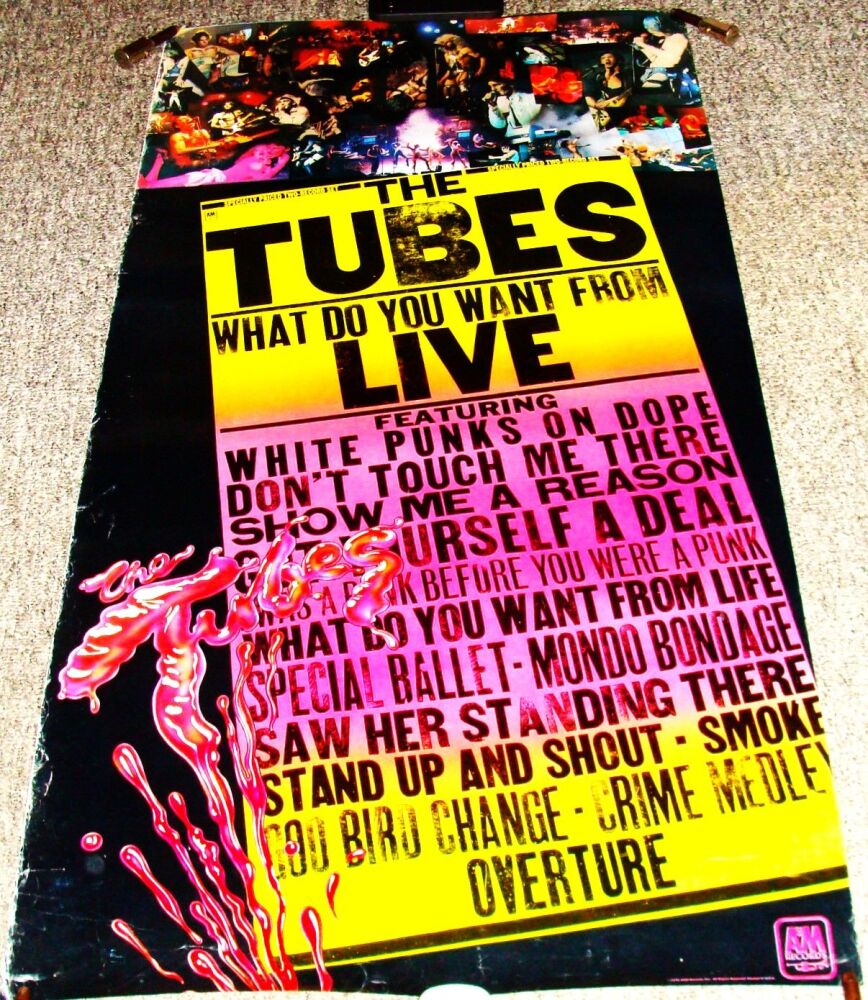 THE TUBES RARE U.S. REC COM PROMO POSTER 'WHAT DO YOU WANT FROM LIVE' ALBUM