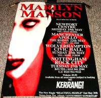 MARILYN MANSON ABSOLUTELY STUNNING AND RARE U.K. CONCERTS TOUR POSTER FROM 1996