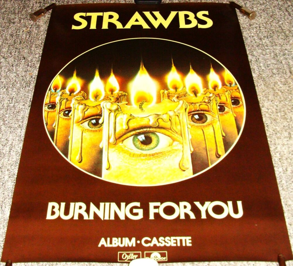 STRAWBS SUPERB RARE UK RECORD COMPANY PROMO POSTER 'BURNING FOR YOU' ALBUM 