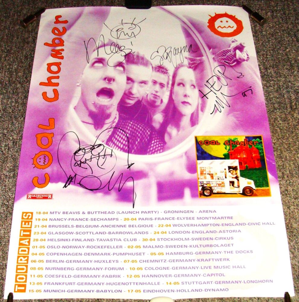 COAL CHAMBER UK REC COM PROMO POSTER DEBUT ALBUM AND TOUR FULLY AUTOGRAPHED