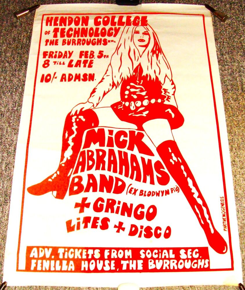 JETHRO TULL MICK ABRAHAMS BAND CONCERT POSTER FRI 5th FEB 1971 HENDON COLLE