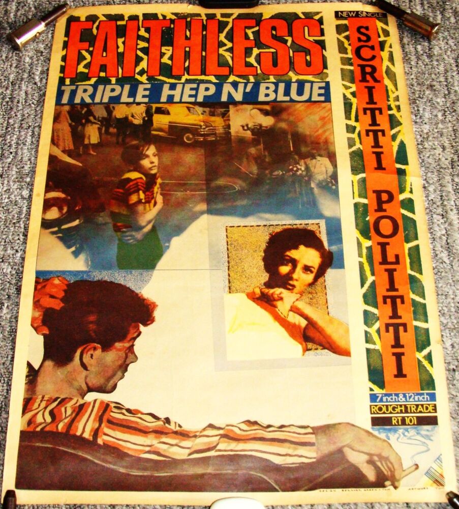 SCRITTI POLITTI RARE U.K. RECORD COMPANY PROMO POSTER 'FAITHLESS' SINGLE 19
