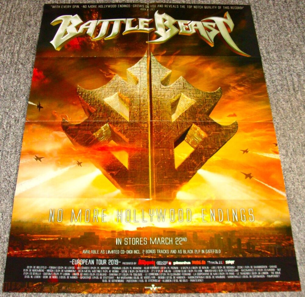 BATTLE BEAST U.K. PROMO & TOUR POSTER FOR 'NO MORE HOLLYWOOD ENDINGS' ALBUM