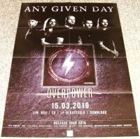 ANY GIVEN DAY U.K. RECORD COMPANY PROMO & TOUR POSTER FOR 'OVERPOWER' ALBUM 2019