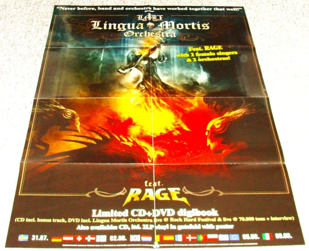 LINGUA MORTIS ORCHESTRA RAGE U.K. RECORD COMPANY PROMO POSTER 'LMO' ALBUM 2