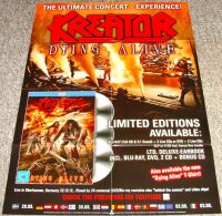 KREATOR U.K. RECORD COMPANY PROMO POSTER FOR 'DYING ALIVE' CD ALBUM AND DVD 2013