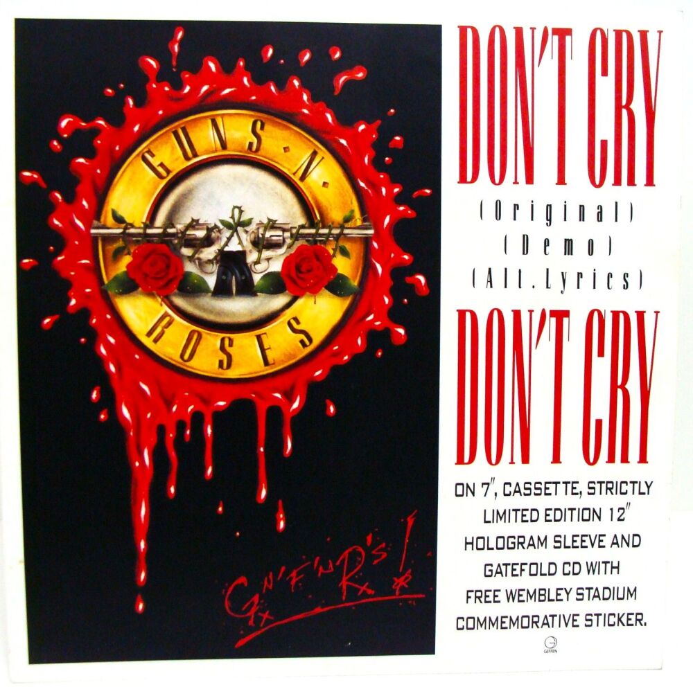 GUNS N' ROSES U.K. RECORD COMPANY PROMO COUNTER STANDEE 'DON'T CRY' SINGLE 