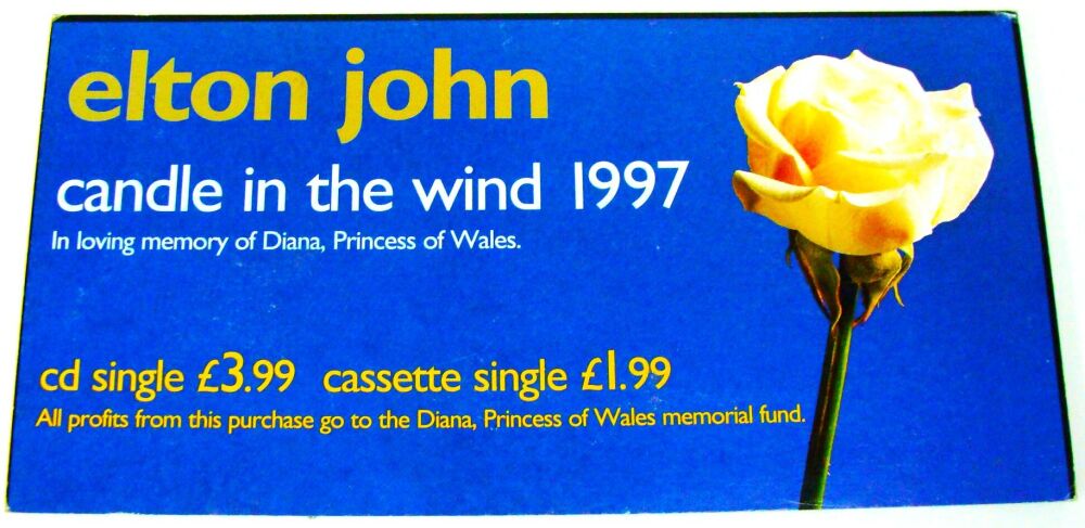 ELTON JOHN U.K. PROMO FLAT BOARD SHOP DISPLAY 'CANDLE IN THE WIND' SINGLE 1