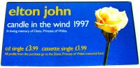 ELTON JOHN U.K. PROMO FLAT BOARD SHOP DISPLAY 'CANDLE IN THE WIND' SINGLE 1997