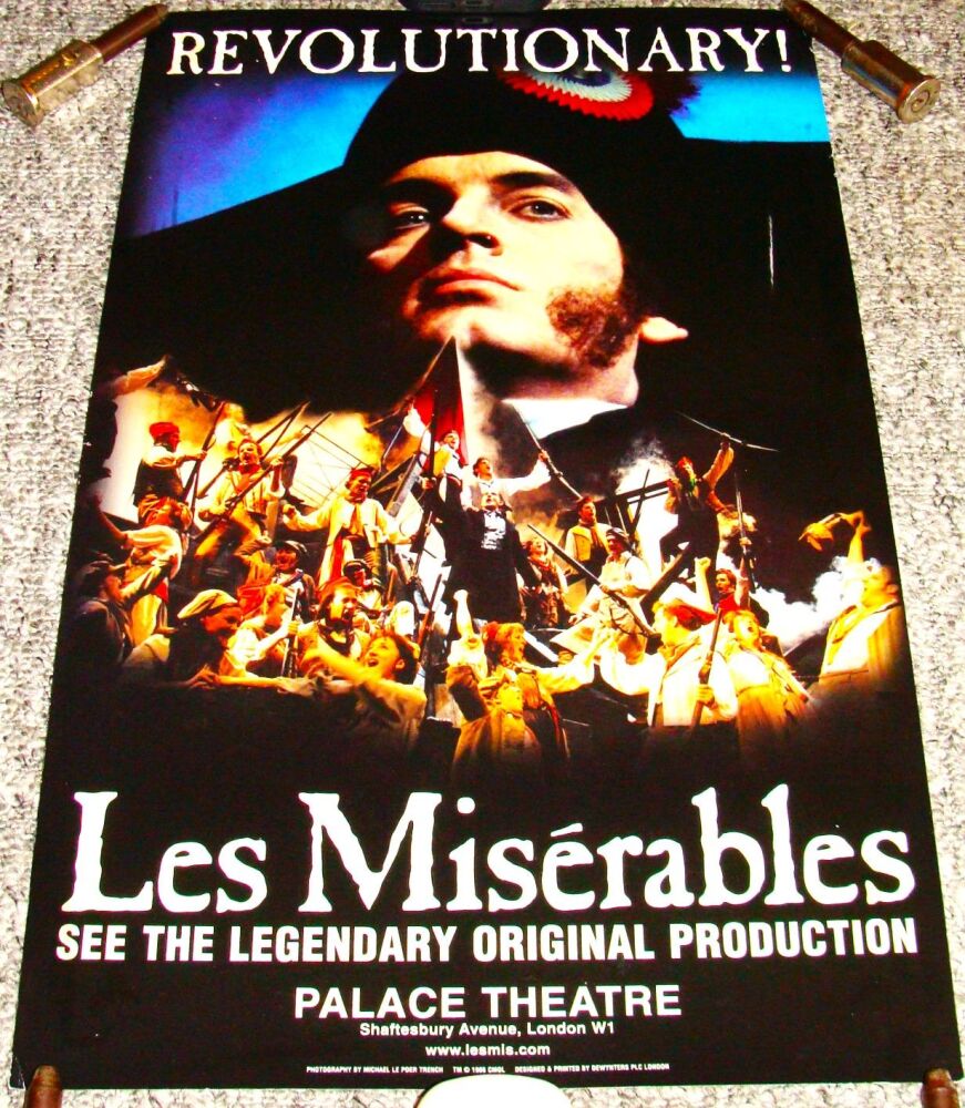 LES MISERABLES STUNNING RARE POSTER FOR THE ORIGINAL PALACE THEATRE LONDON 