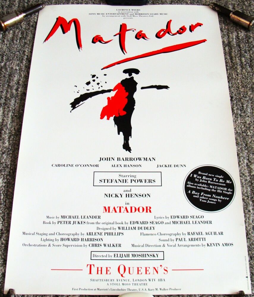 MATADOR STEPHANIE POWERS STUNNING RARE THEATRE POSTER THE QUEEN'S LONDON UK