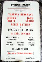 DESIGN FOR LIVING VANESSA REDGRAVE STUNNING POSTER PHOENIX THEATRE LONDON 1973