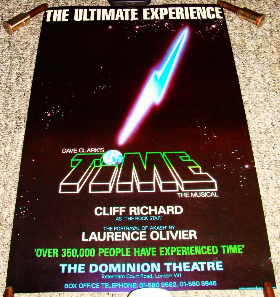 TIME CLIFF RICHARD STUNNING RARE POSTER FOR THE DOMINION THEATRE LONDON IN 
