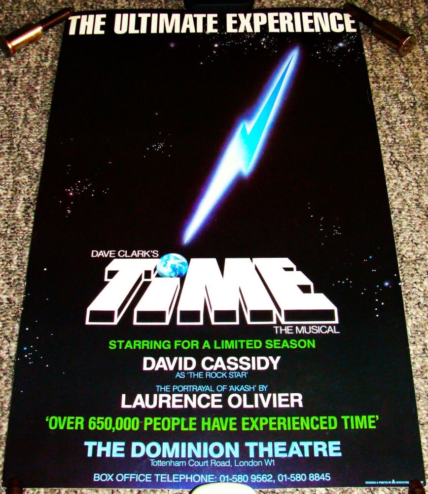 TIME DAVID CASSIDY STUNNING RARE POSTER FOR THE DOMINION THEATRE LONDON IN 
