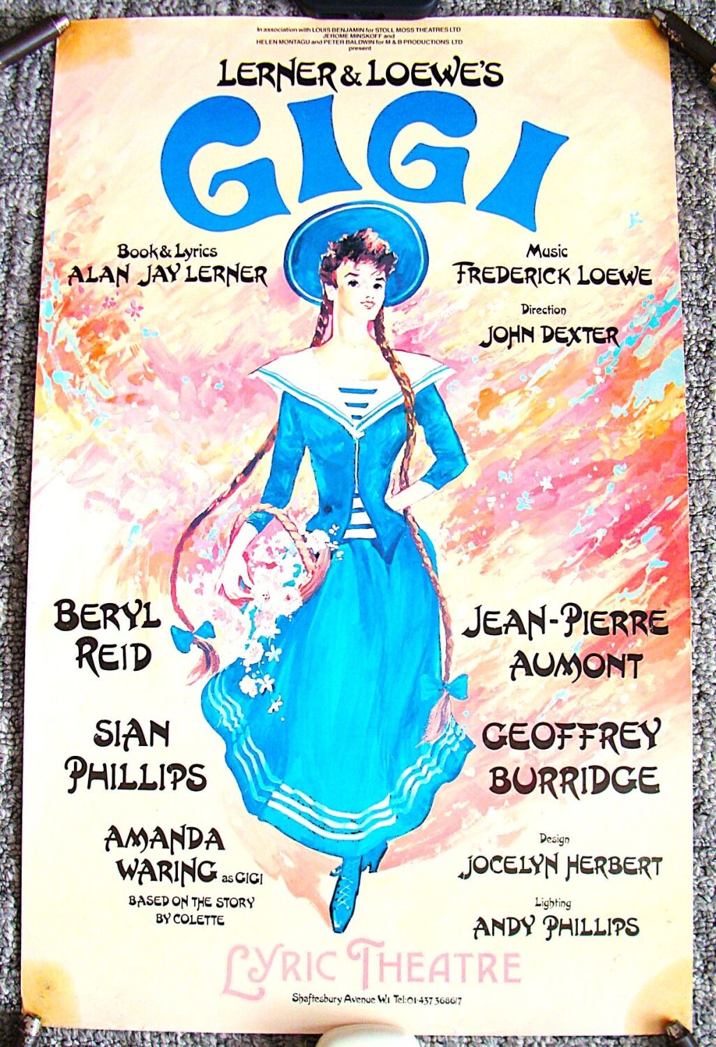 GIGI SIAN PHILLIPS BERYL REID STUNNING RARE POSTER FOR LYRIC THEATRE LONDON