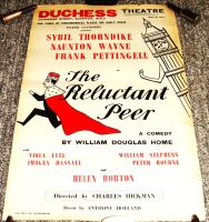 THE RELUCTANT PEER SYBIL THORNDIKE RARE POSTER FOR DUCHESS THEATRE LONDON 1964