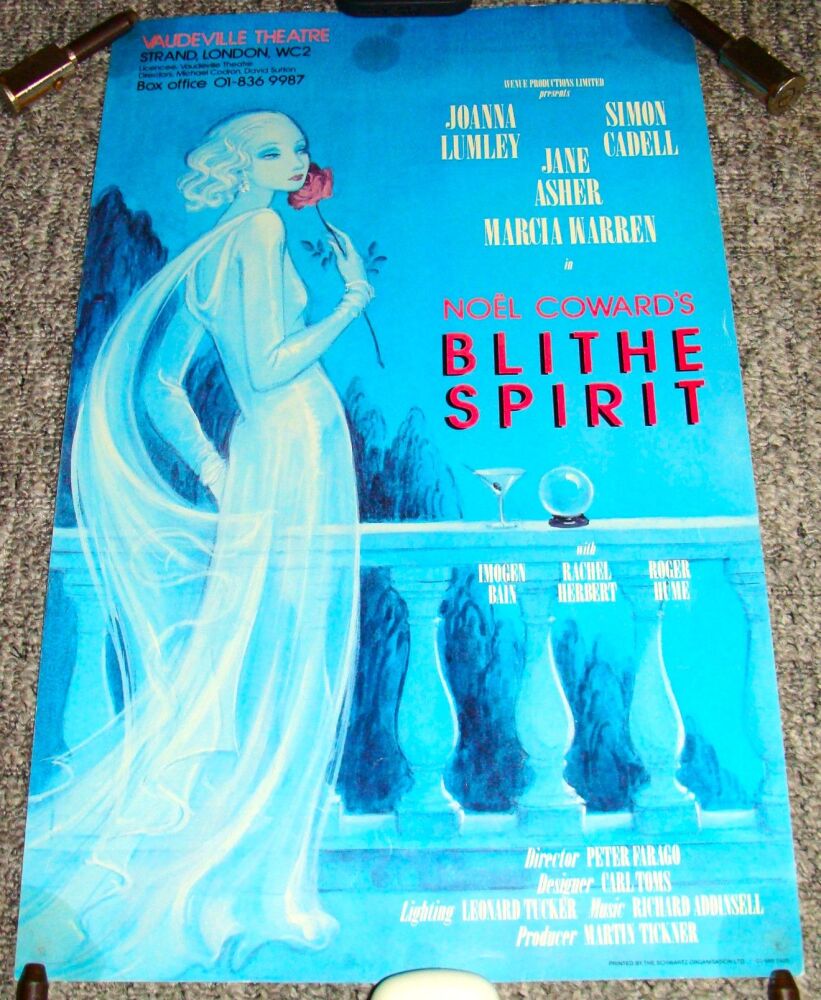 BLITHE SPIRIT JOANNA LUMLEY JANE ASHER POSTER FOR VAUDVILLE THEATRE LONDON 
