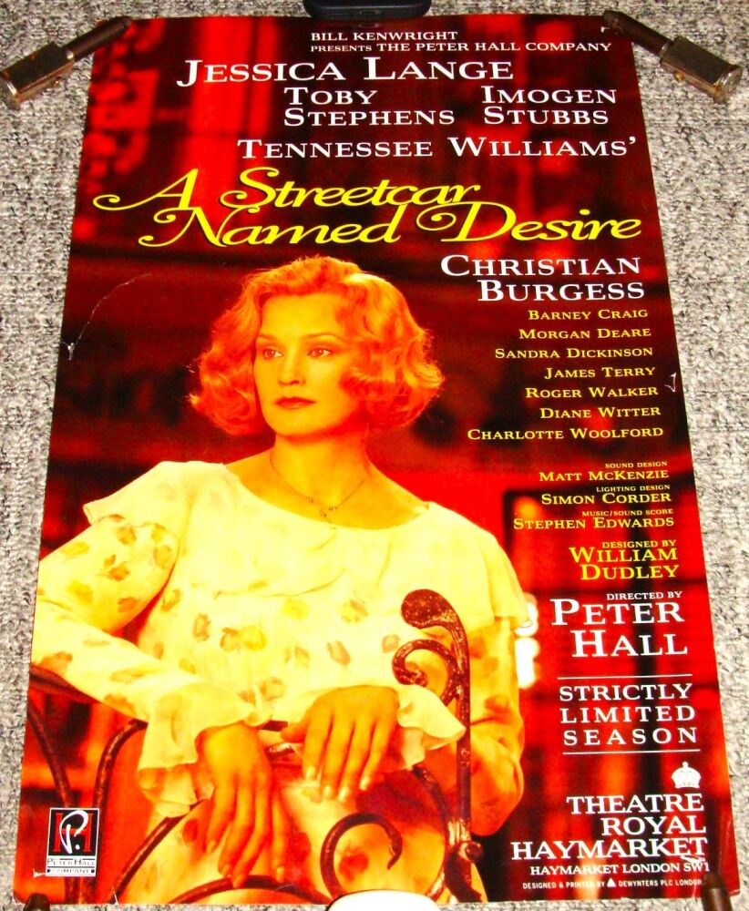 A STREETCAR NAMED DESIRE JESSICA LANGE RARE POSTER THEATRE ROYAL HAYMARKET 