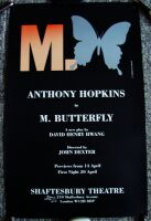 M BUTTERFLY ANTHONY HOPKINS STUNNING RARE POSTER SHAFTSBURY THEATRE LONDON 1989