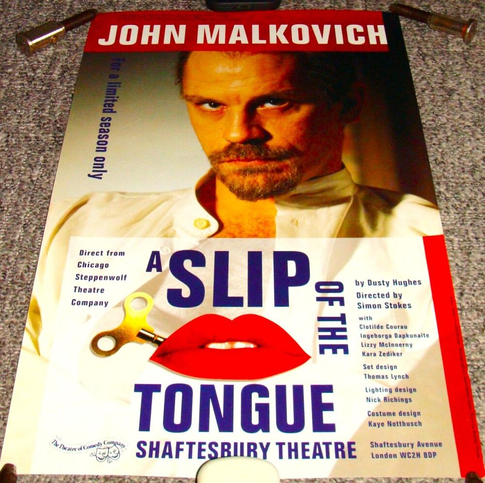 A SLIP OF THE TONGUE JOHN MALKOVICH SUPERB POSTER SHAFTSBURY THEATRE LONDON