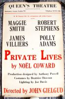 PRIVATE LIVES MAGGIE SMITH JOHN GIELGUD SUPERB POSTER QUEENS THEATRE LONDON 1973