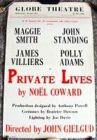 PRIVATE LIVES MAGGIE SMITH JOHN STANDING RARE POSTER GLOBE THEATRE LONDON 1973