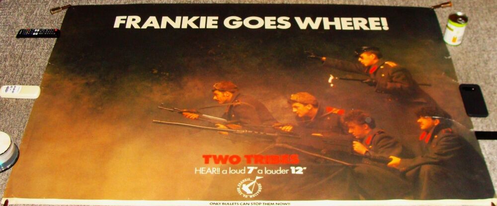 F.G.T.H. SUPERB RARE U.K. RECORD COMPANY PROMO POSTER 'TWO TRIBES' SINGLE 1