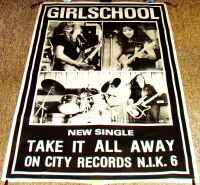 GIRLSCHOOL RARE FRENCH REC COM PROMO POSTER 'TAKE IT ALL AWAY' DEBUT SINGLE 1979