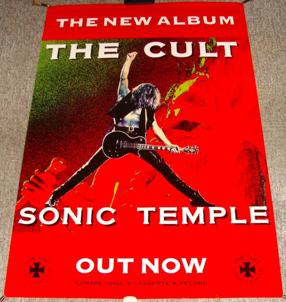 THE CULT STUNNING U.K. RECORD COMPANY PROMO POSTER FOR 'SONIC TEMPLE' ALBUM
