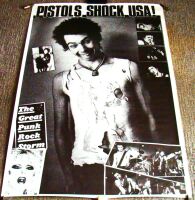 THE SEX PISTOLS REALLY STUNNING RARE U.K. PROMO POSTER 'PISTOLS SHOCK USA' 1981