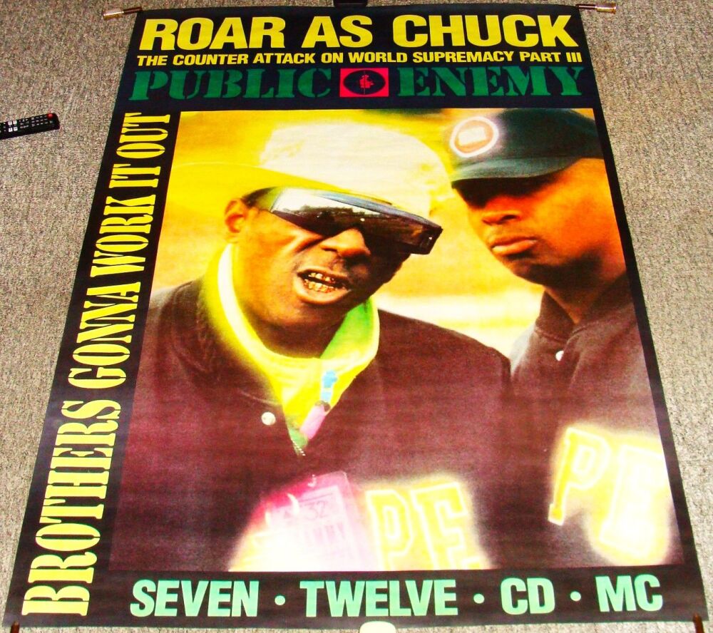 PUBLIC ENEMY U.K. REC COM PROMO POSTER 'BROTHERS GONNA WORK IT OUT' SINGLE 