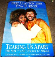 ERIC CLAPTON & TINA TURNER RARE U.K. PROMO POSTER 'TEARING US APART' SINGLE 1987