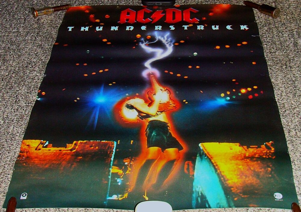 AC-DC STUNNING RARE U.K. RECORD COMPANY PROMO POSTER 'THUNDERSTRUK' SINGLE 