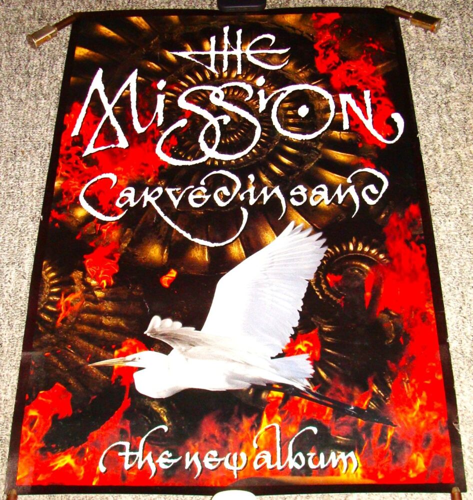 THE MISSION SUPERB U.K. RECORD COMPANY PROMO POSTER 'CARVED IN SAND' ALBUM 
