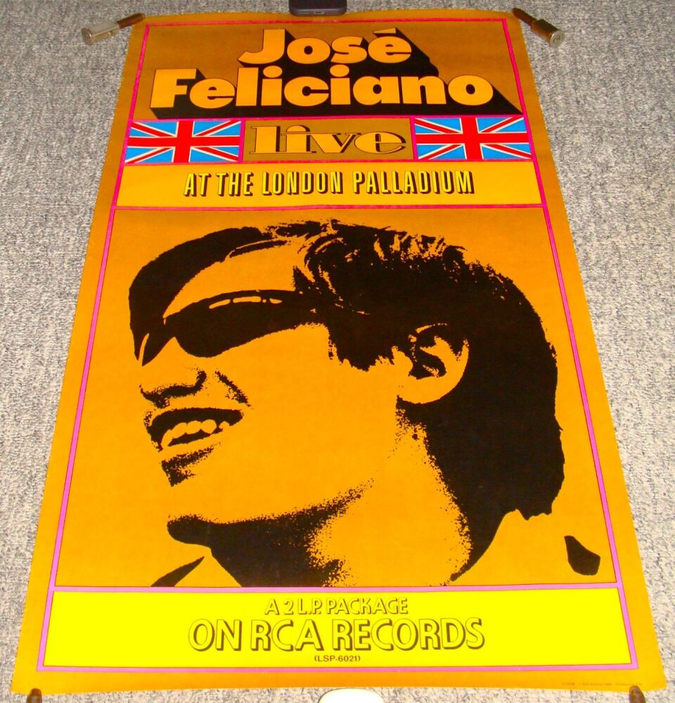 JOSE FELICIANO U.S. PROMO POSTER FOR 'LIVE AT THE LONDON PALLADIUM' ALBUM 1