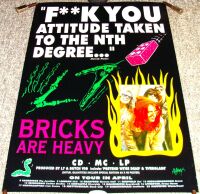 L7 SUPERB U.K. RECORD COMPANY PROMO & TOUR POSTER 'BRICKS ARE HEAVY' ALBUM 1992