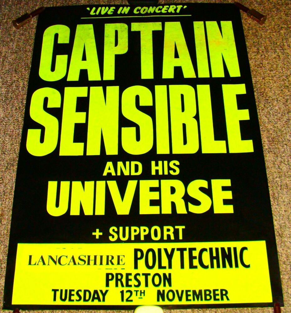 THE DAMNED CAPTAIN SENSIBLE CONCERT POSTER TUE 12th NOV 1985 PRESTON POLYTE