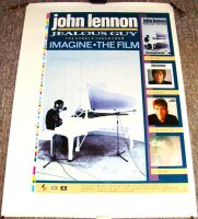 THE BEATLES JOHN LENNON RARE U.K. TEST PRESSING POSTER 'JEALOUS GUY' SINGLE 1985