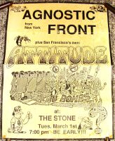 AGNOSTIC FRONT ATTITUDE RARE CONCERT POSTER TUE 1st MARCH 1988 THE STONE U.K.
